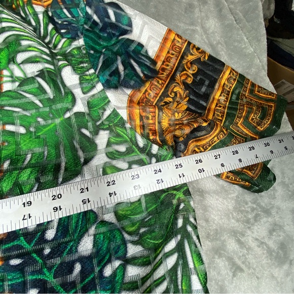 Prestige Original Shirt Mens 2X Button Short Sleeve Greek AOP See Thru Abstract - Picture 6 of 12